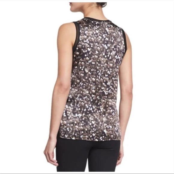 Rag & Bone Edie Printed Silk Tank Top Speckled Dot Print Mesh Trim - Picture 2 of 9